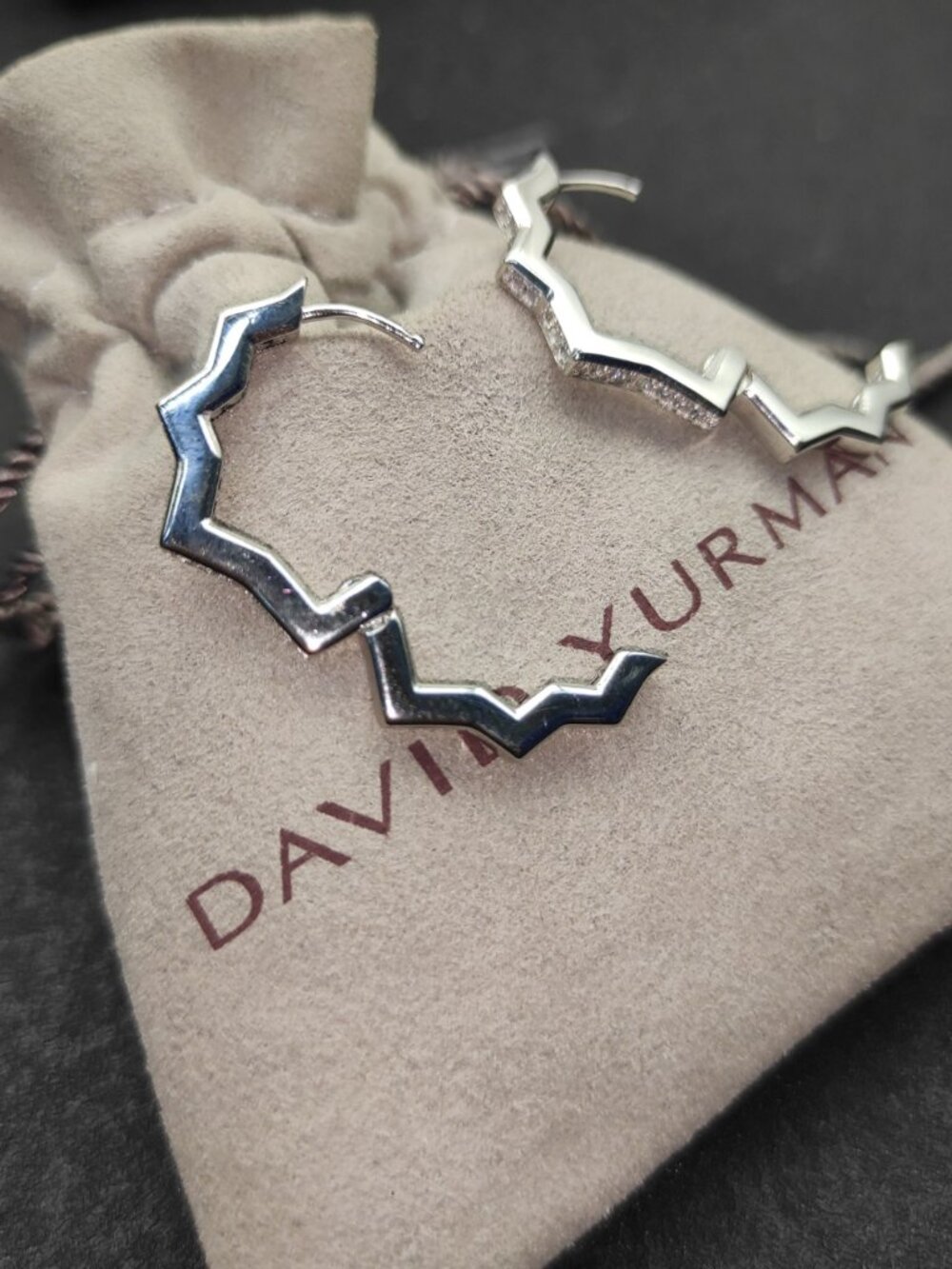 David Yurman 925 Silver Earrings with Original Pouch